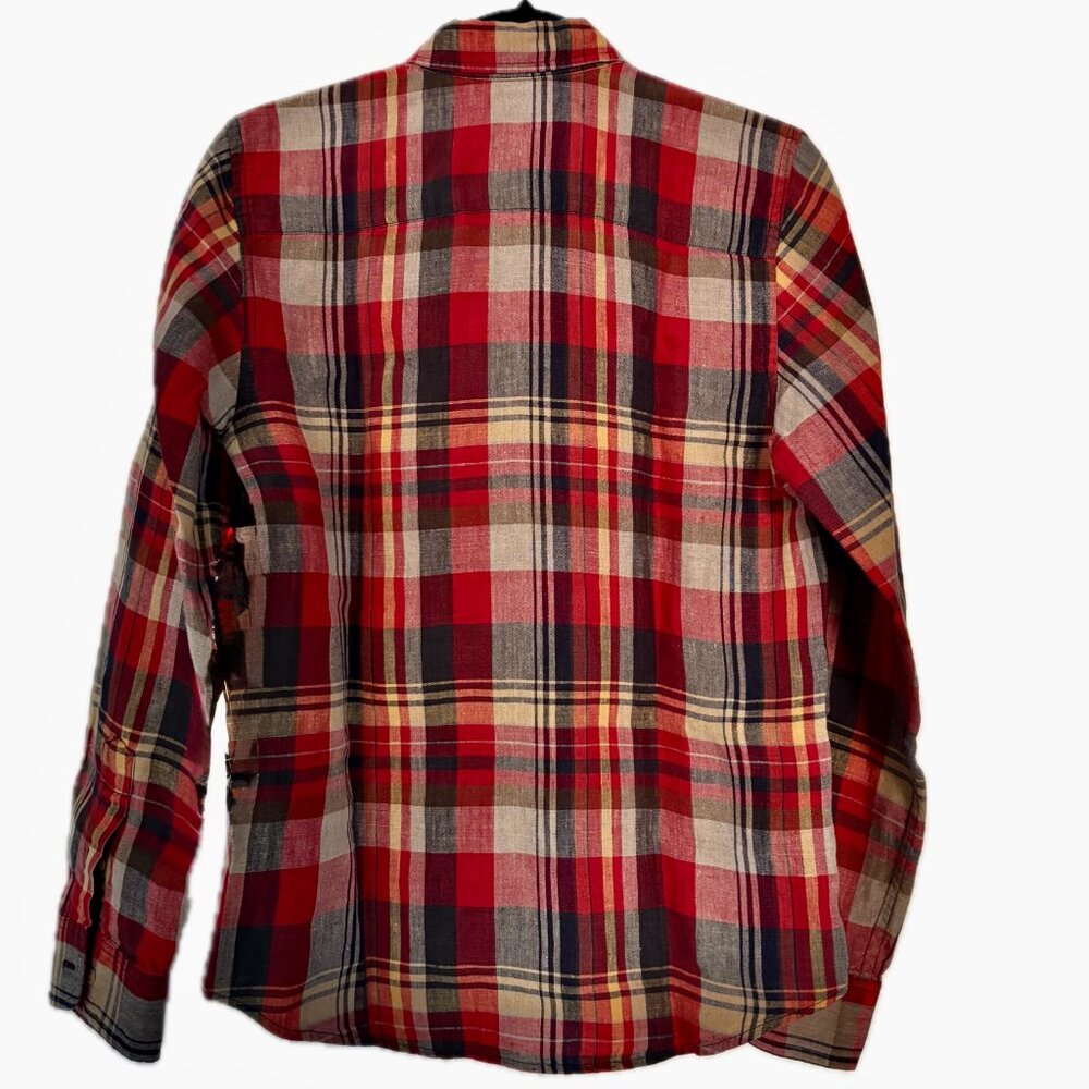 Ralph Lauren Plaid Button Up Shirt Long Tab Sleeve Western Autumn Colors Wm Sz S - Picture 3 of 7